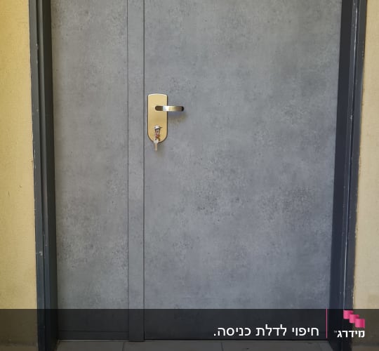 ציפוי דלת כניסה בטפט דקורטיבי בגוון אפור בטון מודרני